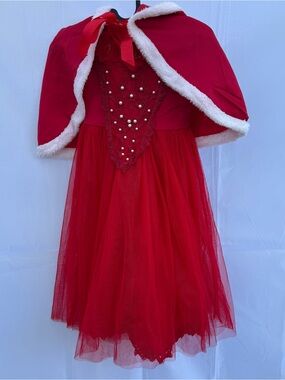 Trish Scully Child Red Holiday Princess Kids Costume Dress with Cape size 4T